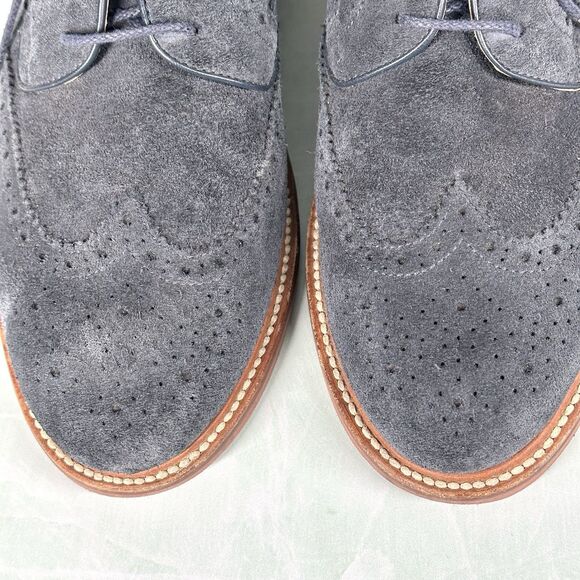 J CREW Shoes Mens Size 10.5 Kenton Wing Tips Navy Blue Suede Oxford 43687 - Picture 4 of 14